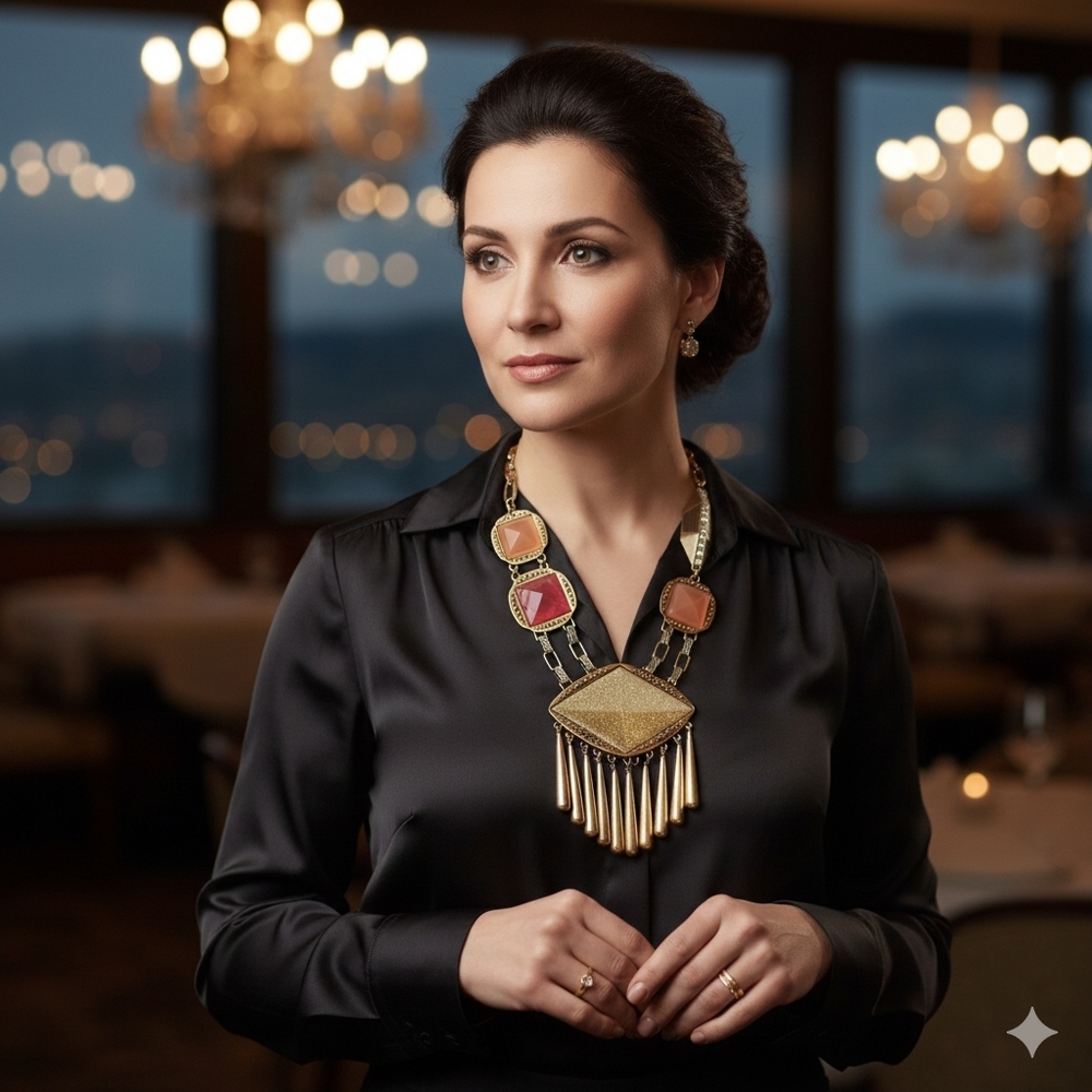 Kensie‎ Gold and Coral Geometric Necklace